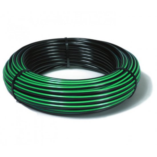 1½" PE100 PN8 Rural Poly Pipe Green Stripe 150m Coil **STORE PICKUP ONLY** - Click Image to Close