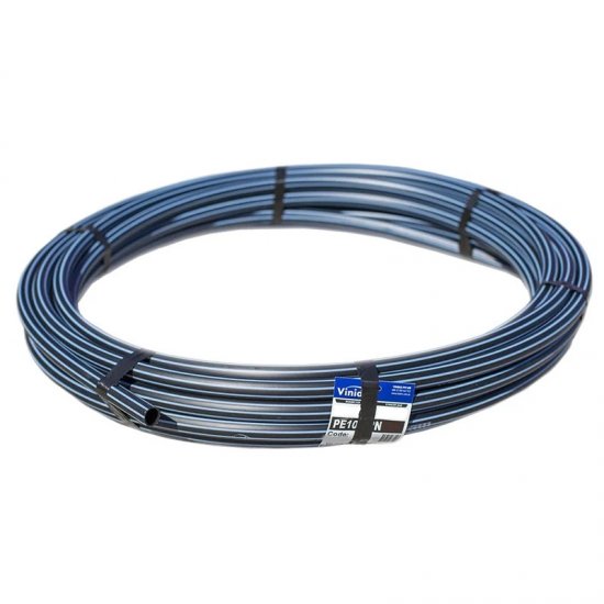 63mm PE100 PN8 Metric Poly Pipe Blue Stripe 200m Coil *CALL/EMAIL FOR PRICE* - Click Image to Close