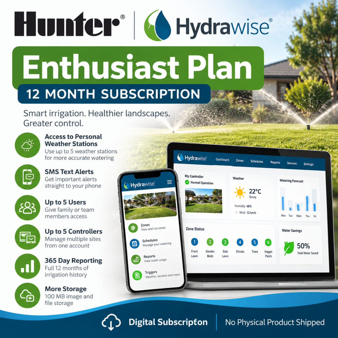 Picture of Hunter Hydrawise Enthusiast Software Plan